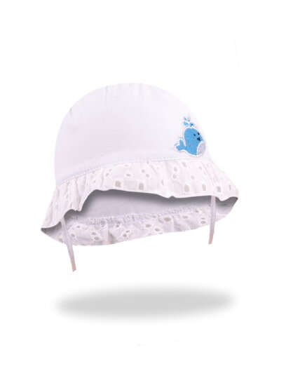 Dětský klobouček VELRYBKA - bílý